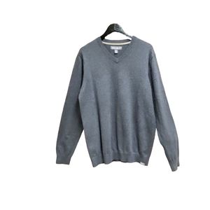 Eddie Bauer Men's V-Neck Merino Wool Blend Sweater Gray Size TL Tall Large